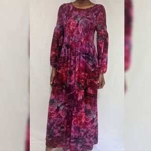 Soft Surroundings Beunissima Floral Maxi Dress Magenta Size SP